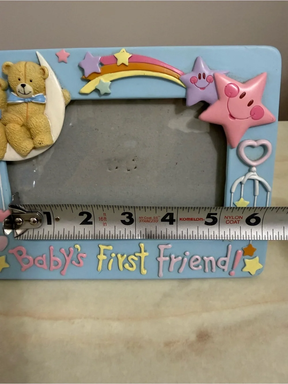 Baby's First Friend Blue Picture Frame with Teddy & Stars